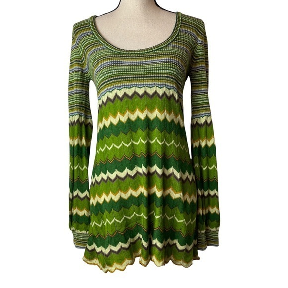 Free People Tunic Sweater Y2K Dancing Chevron Medium - Picture 2 of 13